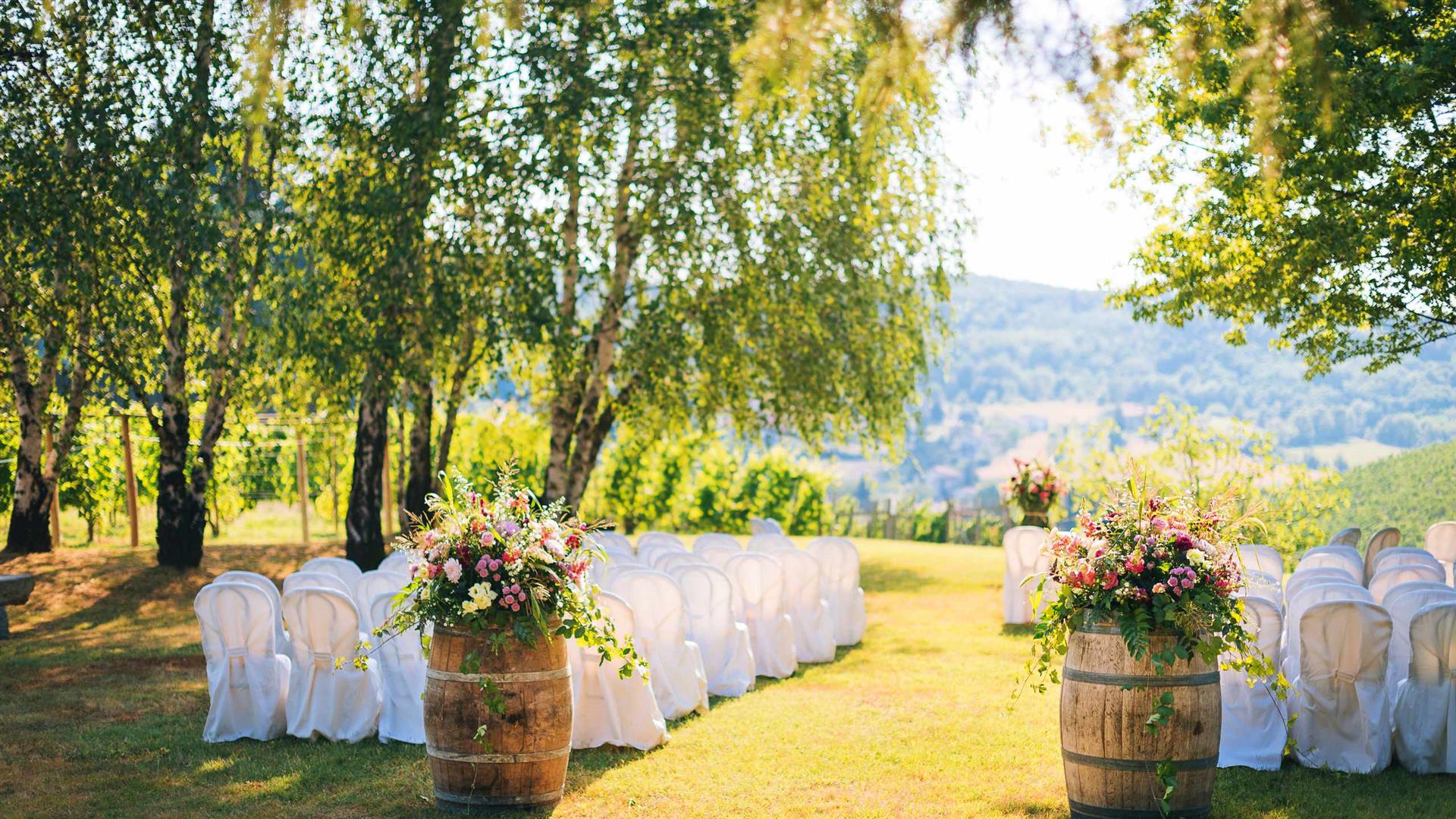 Hochzeitsarrangement in einem schönen Cedro-Wald